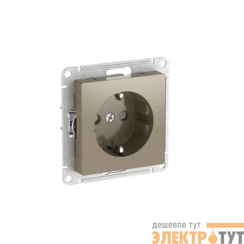 Розетка AtlasDesign 16А с заземл. защ. шторки быстрозажим. клем. механизм шампань SE ATN000545S