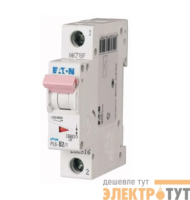 Выключатель автоматический модульный 1п C 4А 6кА PL6-C4/1 EATON 286529