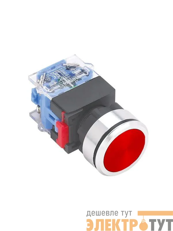 Выключатель кнопочный ВК30-M11/R/P 1НО+1НЗ цилиндр d30мм IP65 красн. Электротехник ET859212