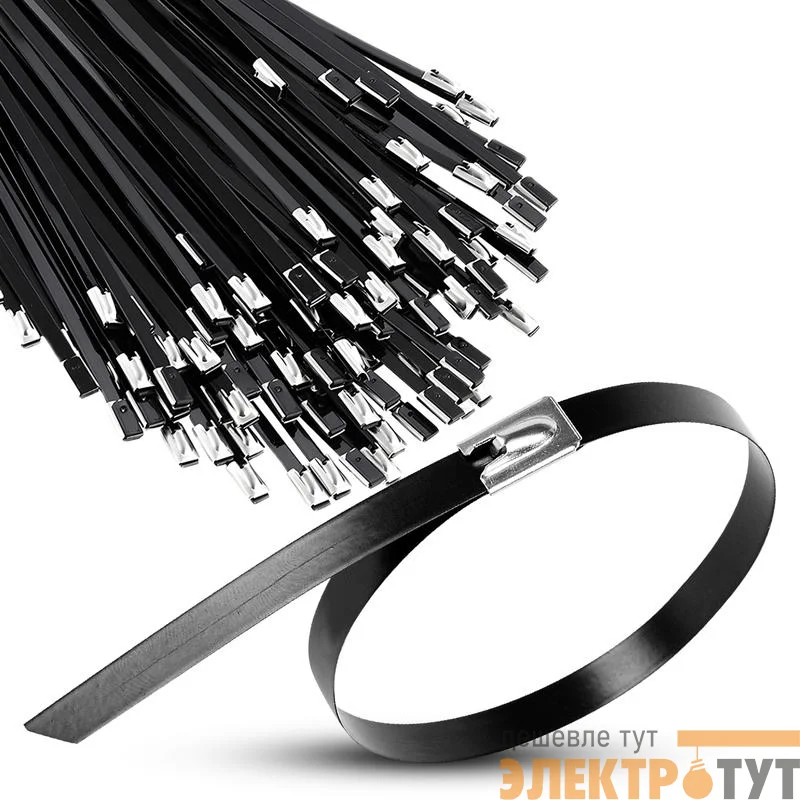 Хомут кабельный 7.9х400 сталь ANSI 304 с покрытием TOKOV ELECTRIC TKE-HM304-7.9-400-C/100