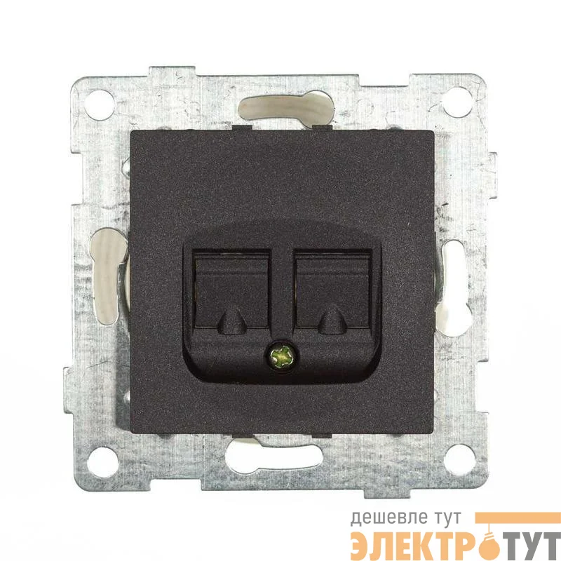 Розетка компьютерная 2-м СП Bravo RJ45 механизм графит GUSI С10К2-010