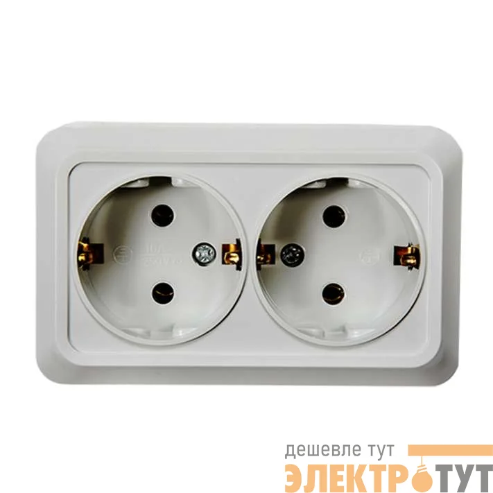 Розетка 2-м BOLLETO с заземл. накл. 7128 бел. ASD / IN HOME 4680005959839