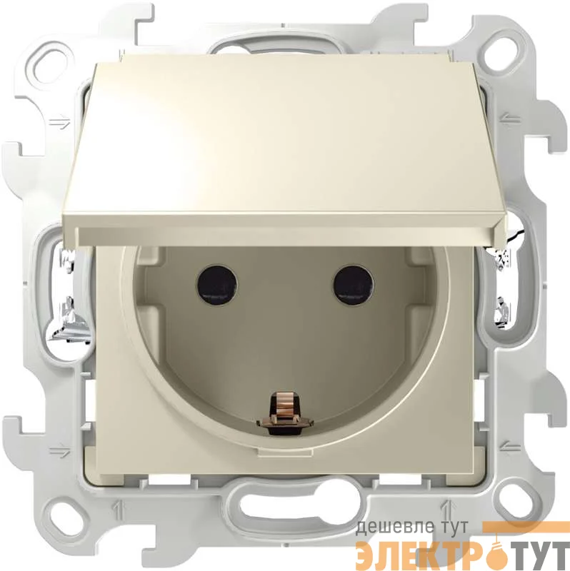Розетка 1-м СП Simon 24 16А IP44 2P+E Push&Go механизм сл. кость Simon 2420448-031