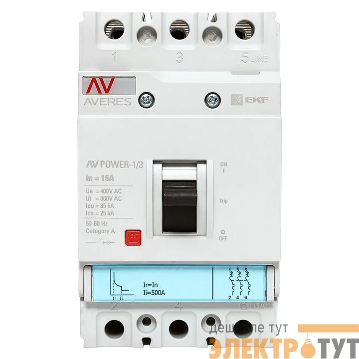 Выключатель автоматический 3п 16А 35кА AV POWER-1/3 TR AVERES EKF mccb-13-16-TR-av