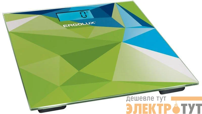 Весы напольные ELX-SB03-C34 до 180кг LED подсветка абстракция зелено-син. Ergolux 13435