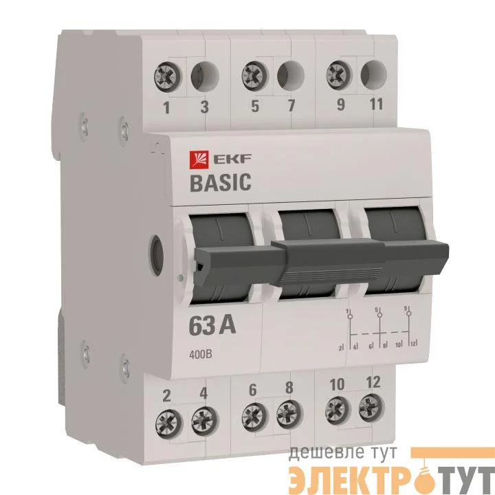 Переключатель трехпозиционный 3п 63А Basic EKF tps-3-63