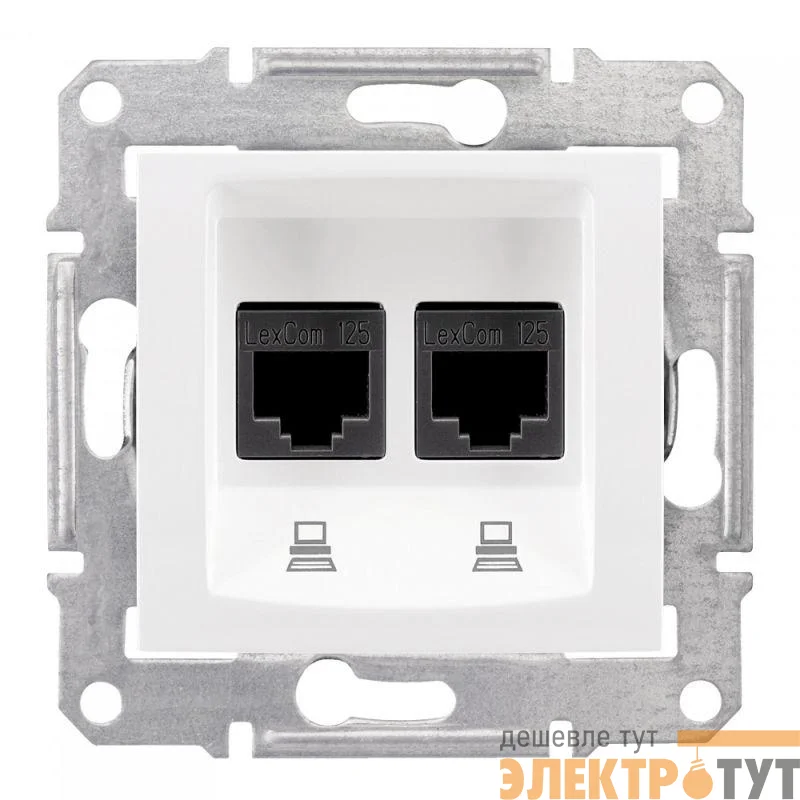 Механизм розетки комп. 1-м СП Sedna RJ45 + RJ45 бел. SchE SDN4400121