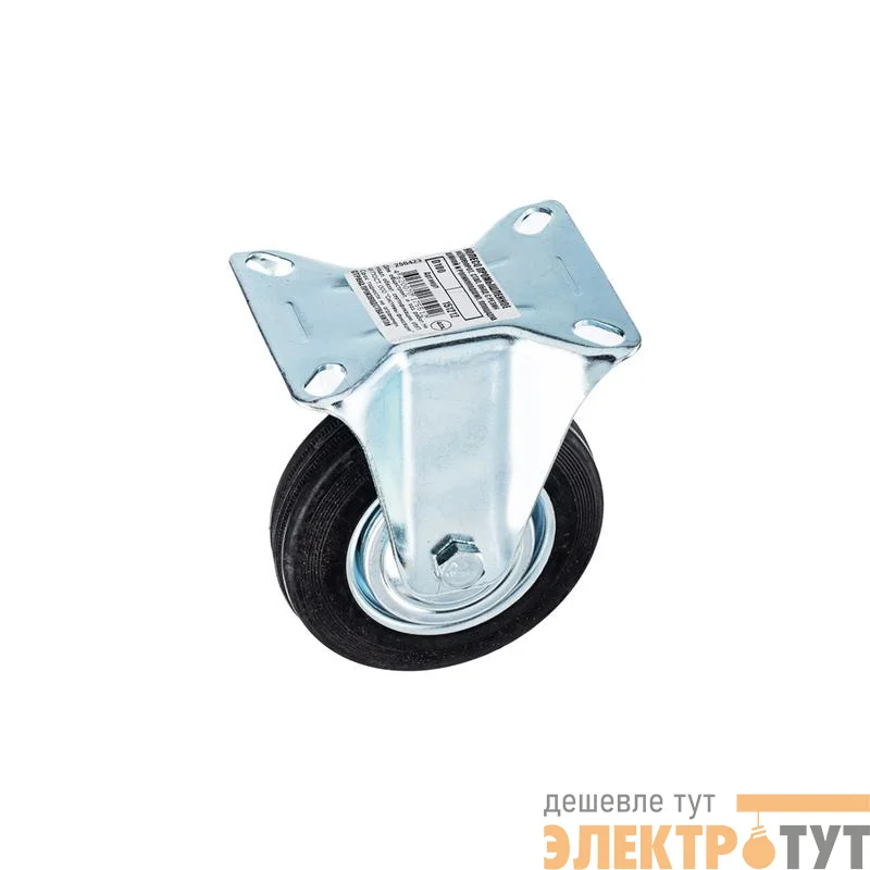 Колесо промышленное неповоротное стальной обод с резиновой шиной и роликоподшипником площадка d100 (уп.1шт) Tech-Krep/Zitar 151212