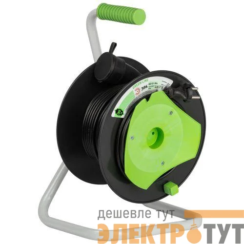 Удлинитель на пластик. катушке 1х30м без заземл. GAZ-2x1-30m Greenline ПВС 2х1 Эра Б0065099