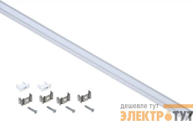 Профиль накладной прямоугульный для светодиод. ленты 1607 L2000 комплект аксессуаров опал алюм. IEK LSADD1607-SET1-2-N1-1-08