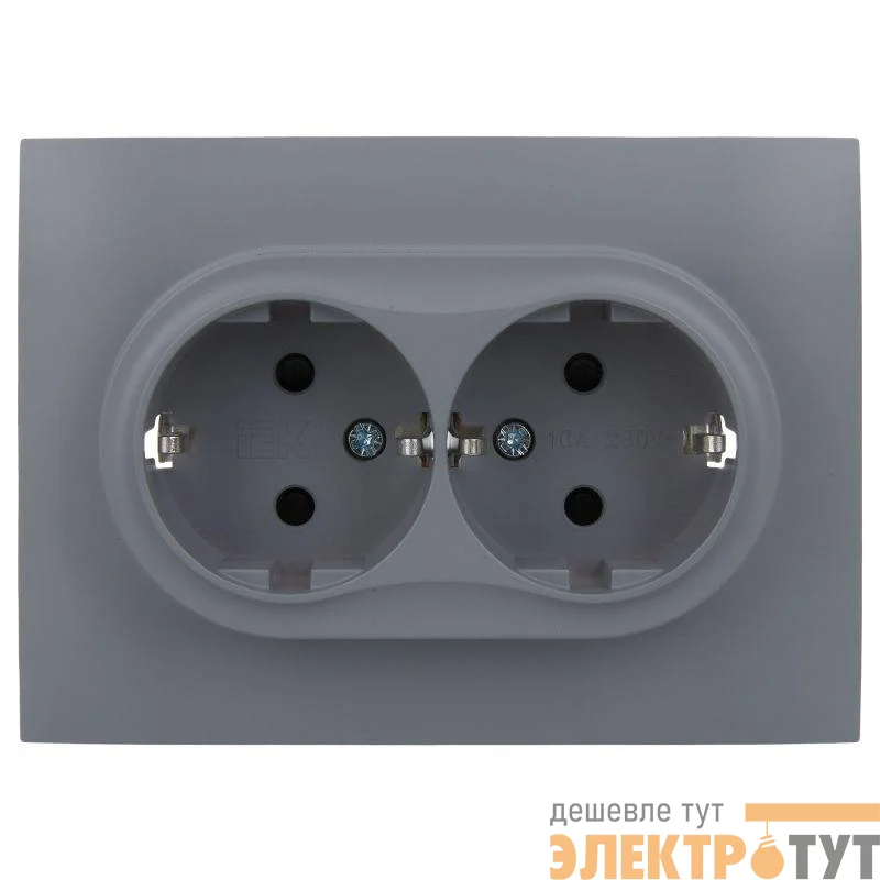 Розетка 2-м SKANDY 16А с заземл. защ. шторки в сборе SK-R07Gr сер. IEK SK-R24-16-K03-F