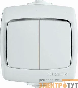Выключатель 2-кл. ОП Рондо 10А IP44 250В бел. SchE VA510-228B-BI