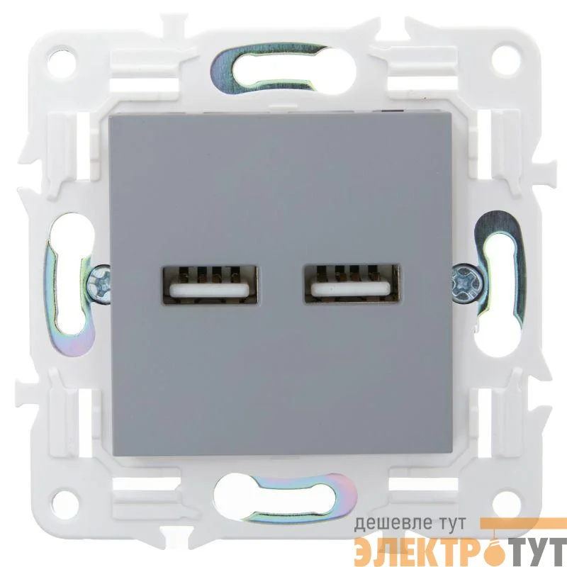 Розетка USB A+A 3.1А SKANDY SK-R15Gr сер. IEK SK-U21-D31-K03