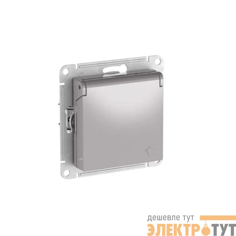 Розетка AtlasDesign 16А IP20 с заземл. защ. шторки с крышкой быстрозажим. клем. механизм алюм. SE ATN000346S