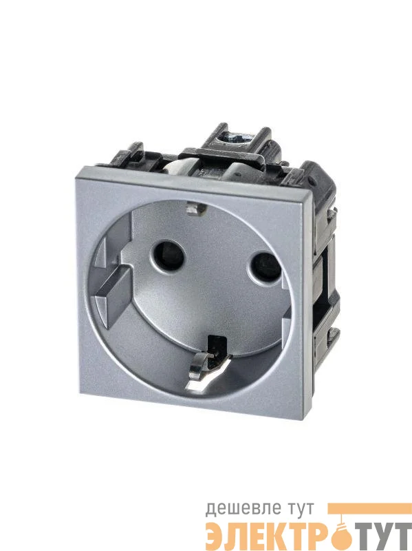 Механизм розетки Zenit 16А 250В защ. шторки с заземл. серебристый ABB 2CLA228800N1301