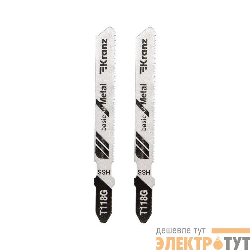 Пилка для электролобзика по металлу T118G 76мм 25 зубьев на дюйм 0.9-1.2мм (уп.2шт) Kranz KR-92-0315