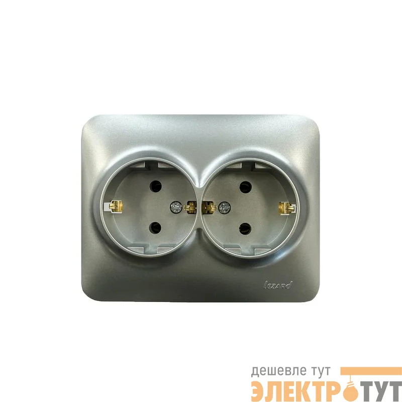 Розетка 2-м Karina Life с заземл. ПБТ мат. серебро LEZARD 708-4300-127B
