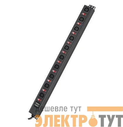 Блок распределения питания 10-м 10А C13 вх. разъем C1 для 19дюйм шкафов вертикал. защита от перенапряж. с индикатором сети DKC R519IEC10SWCD
