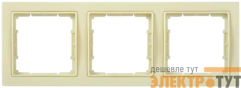 Рамка 3-м BOLERO Q1 РУ-3-БК квадрат. крем. IEK EMB32-K33-Q1