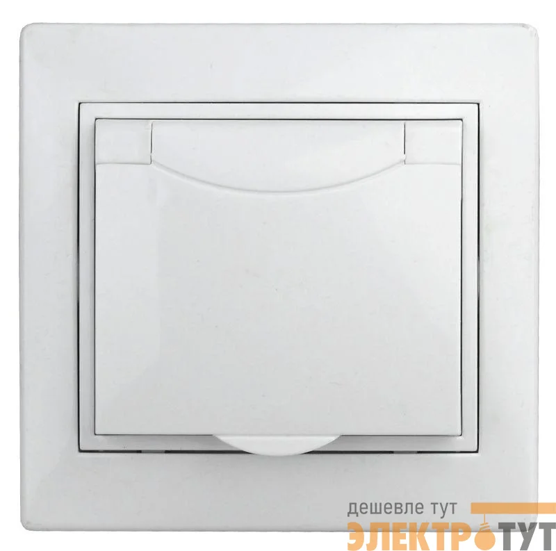 Розетка 1-м СП Plano 1-203-01 16А IP20 250В 2P+E Schuko защ. крышка бел. Intro Б0053889