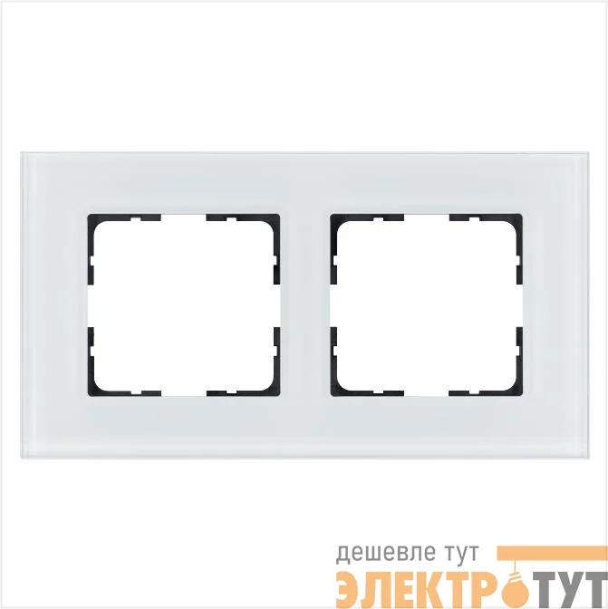 Рамка 2-м G-Glass стекло бел. White Glass Jasmart G1002GW