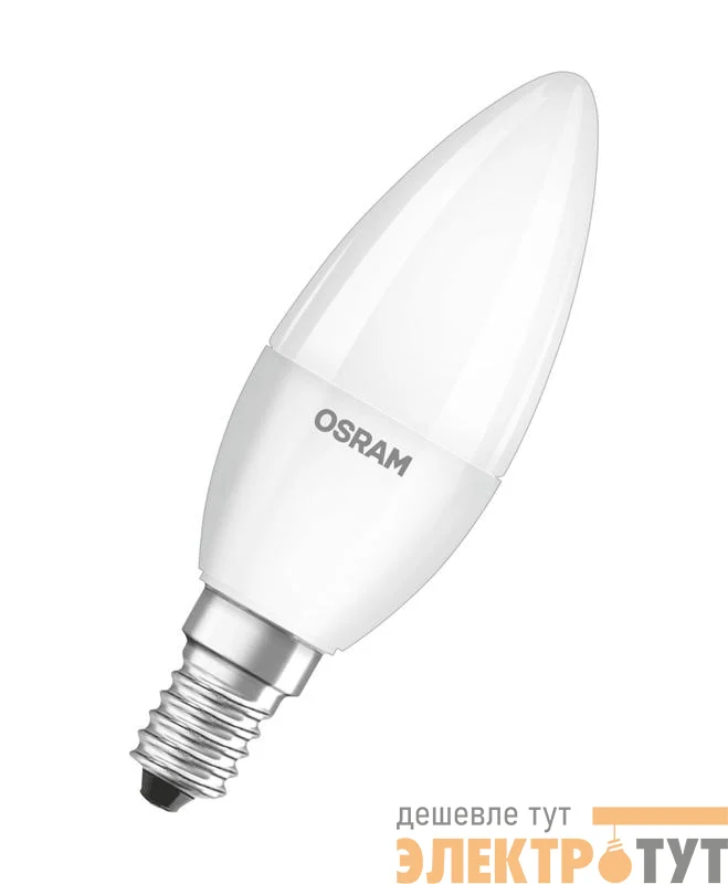 Лампа светодиодная LED STAR CLASSIC B 40 5W/827 5Вт свеча 2700К тепл. бел. E14 470лм 220-240В матов. пласт. OSRAM 4052899971608