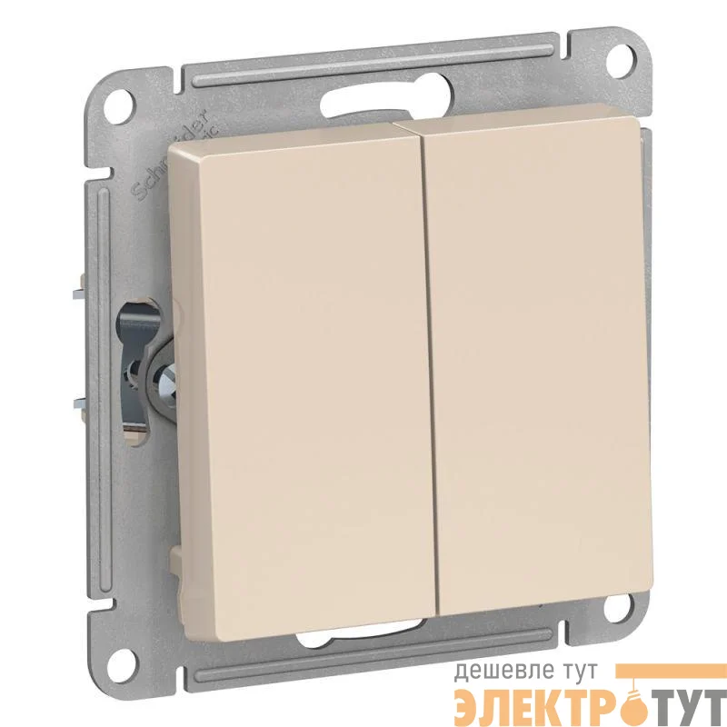 Выключатель 2-кл. СП AtlasDesign 10А IP20 (сх. 5) 10AX механизм беж. SE ATN000251