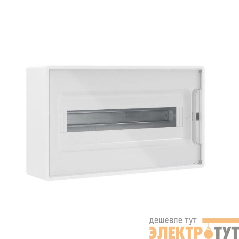 Щиток настенный 18мод. FRAME с прозр. дверцей с 2 шинами PEN на 8 и 10 отверст. бел. DKC F18W1WT