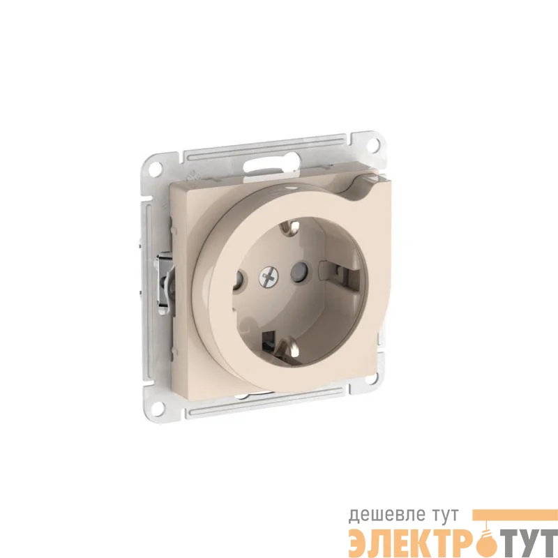 Розетка AtlasDesign 16А с заземл. защ. шторки с выталк. быстрозажим. клем. механизм беж. SE ATN000247S