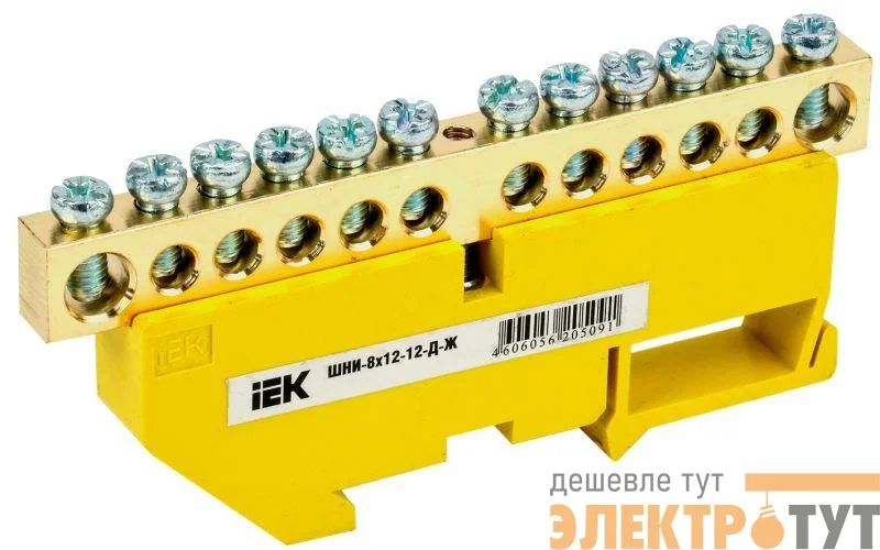Шина PE "земля" на DIN-изол. ШНИ-8х12-12-Д-Ж IEK YNN10-812-12D-K05