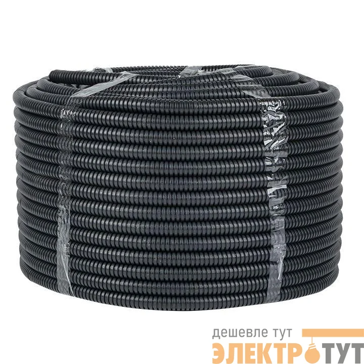 Труба гофрированная ПНД d25мм с протяжкой черн. (уп.50м) Plast PROxima EKF tpnd-25-50m