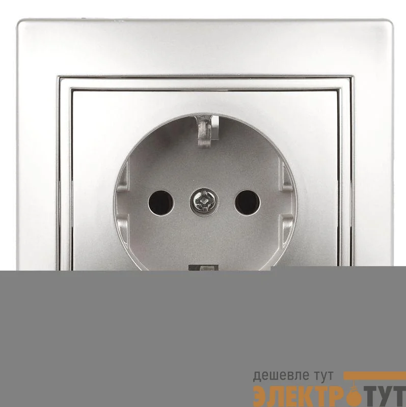 Розетка СП Plano 2P+E Schuko 1-202-03 16А-250В IP20 алюм. Intro Б0030058