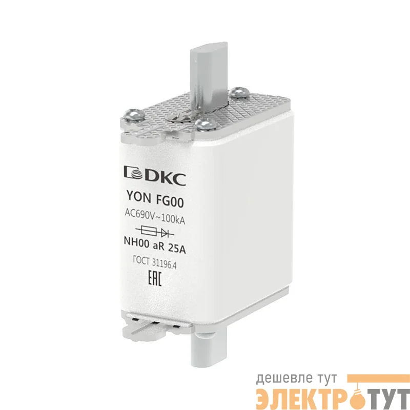 Предохранитель YON ножевого типа FG00 25А 690В хар-ка aR DKC 1FG00-0025-690V-AR