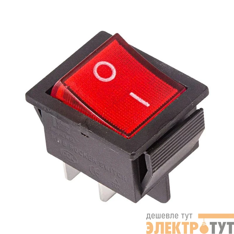 Выключатель клавишный 250В 16А (4с) ON-OFF красн. с подсветкой (RWB-502 SC-767 IRS-201-1) (инд. упак.) Rexant 36-2330-1