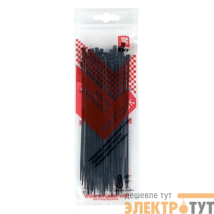 Хомут P6.6 2.5x150 FlexLock стандартный черн. (уп.50шт) PROxima EKF plc-fl-ctsb-2.5x150-r