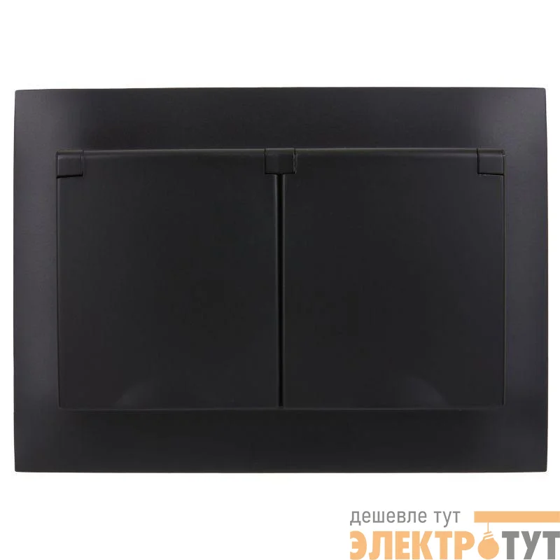 Розетка 2-м SKANDY 16А IP44 с крышкой в сборе SK-R12Bl черн. IEK SK-R26-16-44-K02-F
