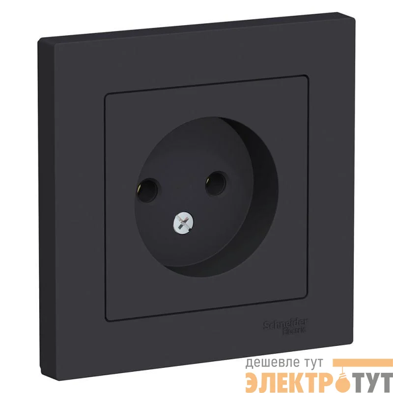 Розетка 1-м СП AtlasDesign 16А IP20 без заземл. в сборе карбон SchE ATN001040