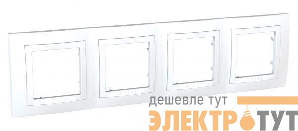 Рамка 4-м Unica с декор. накл. бел. SchE MGU2.008.18