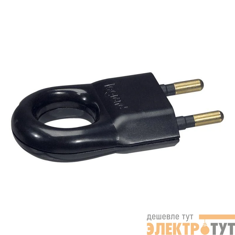 Вилка электрич. каб. Helium 6А прямая с кольцом черн. Leg 050163