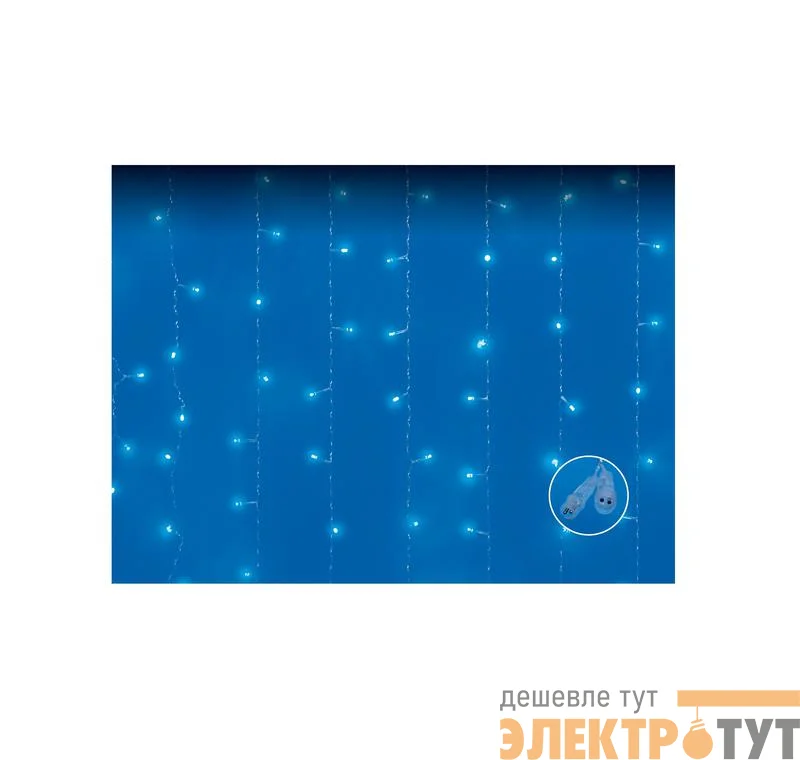Занавес LED с эффектом мерцания ULD-C3020-240/TTK BLUE IP44 3х2м соед. 240 диодов син. свет провод прозр. Uniel UL-00007215