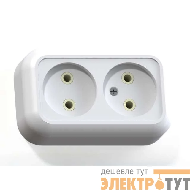 Розетка 2-м ОП Валентина РА10-382 10А IP20 бел. Кунцево 5416