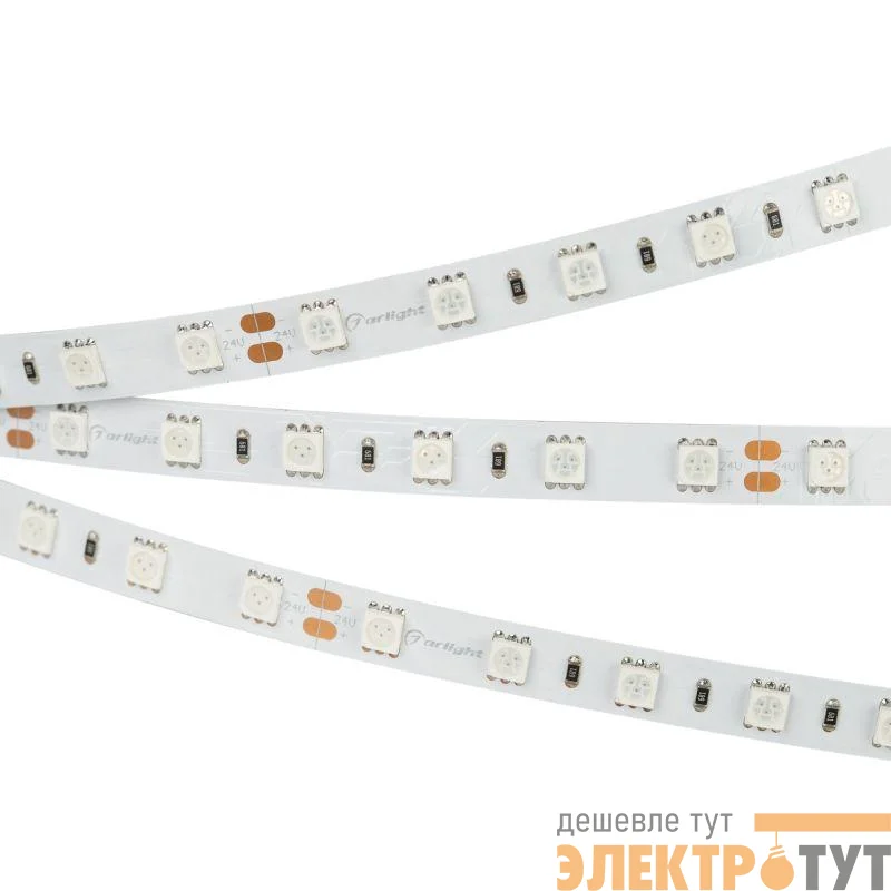 Лента светодиодная RT-B60-10mm 24V Red 14.4Вт/м IP20 5060 открыт. (уп.5м) Arlight 008817(2)