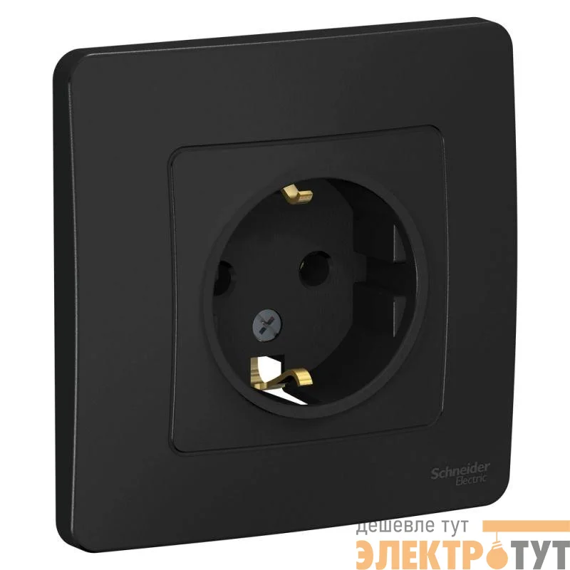 Розетка 1-м СП Blanca 16А IP20 250В с заземл. без защ. шторок антрацит SE BLNRS001016