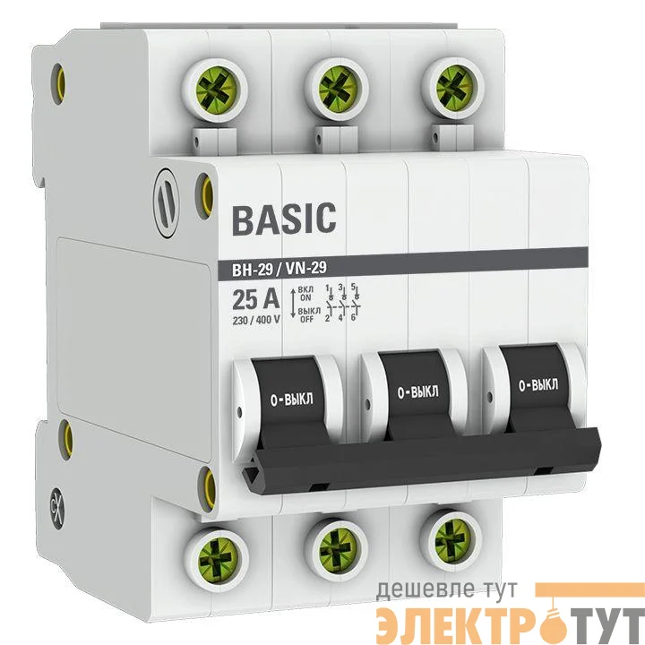 Выключатель нагрузки 3п 25А ВН-29 Basic EKF SL29-3-25-bas