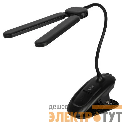 Светильник светодиодный NLED-512-6W-BK настольный аккумуляторный на прищепке черн. ЭРА Б0057208