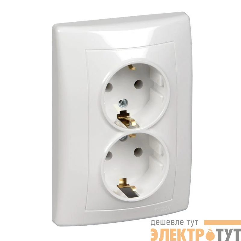 Розетка 2-м СП Sedna без защ. шторок с заземл. бел. SchE SDN3000621