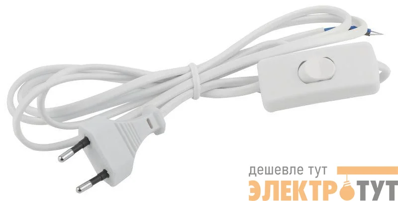 Шнур для бра 1.8м с выкл. ШВВП 2х0.5 бел. UX-ШВВП-S-1.8m-W ЭРА Б0044071