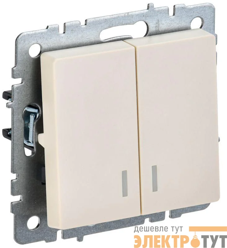 Выключатель 2-кл. СП BRITE ВС10-2-1-БрКр 10А с индик. механизм беж. IEK BR-V20-1-10-K10