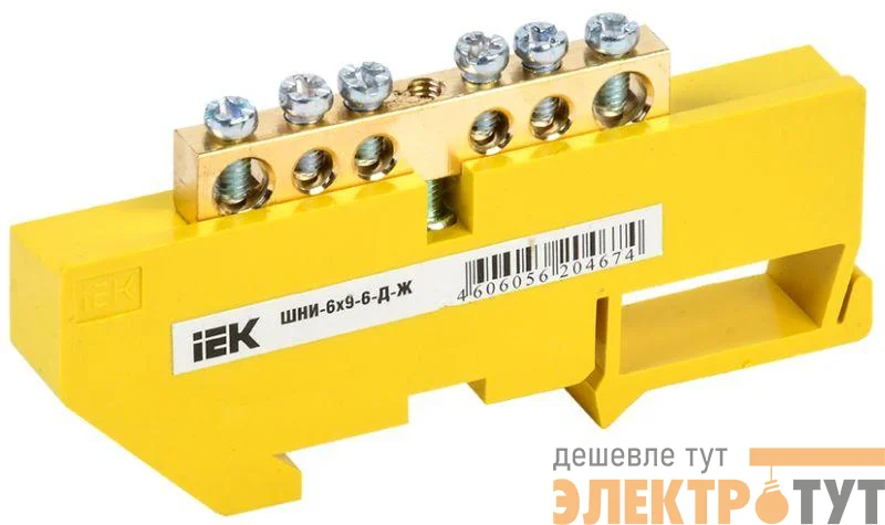 Шина PE "земля" на DIN-изоляторе ШНИ-6х9-6-Д-Ж IEK YNN10-69-6D-K05