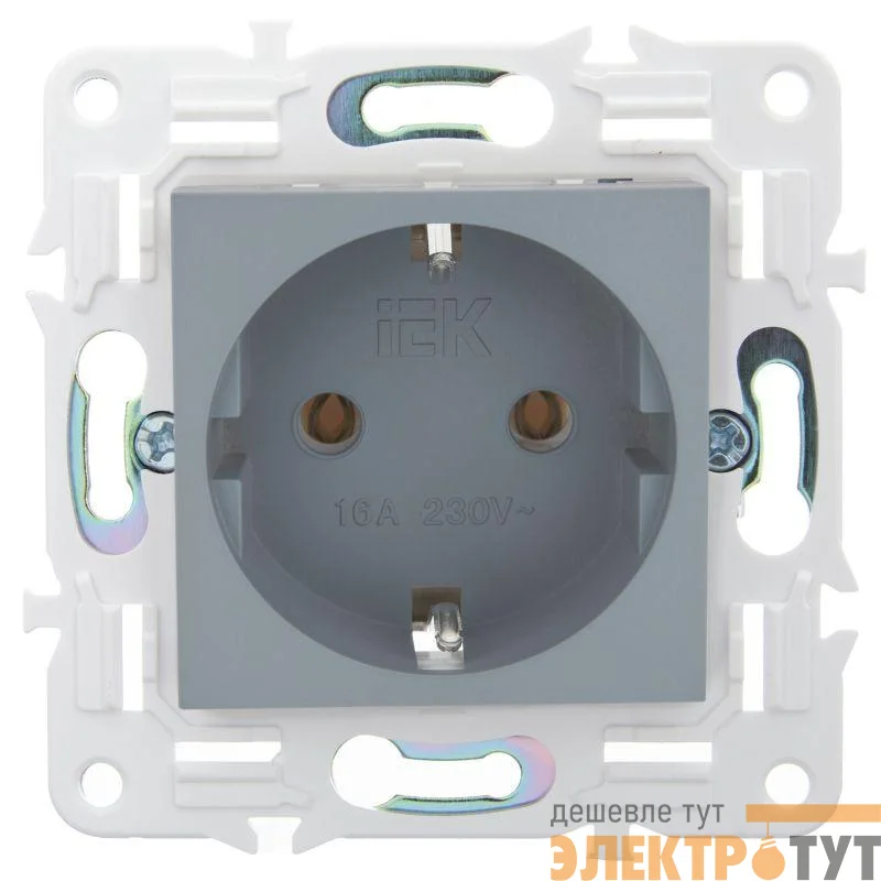 Розетка SKANDY 16А с заземл. без защ. шторок SK-R05Gr сер. IEK SK-R11-16-K03